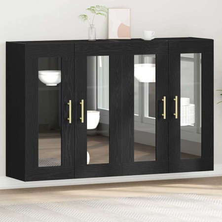 Armario de pared 2 pcs Roble negro 69.5 x 34 x 90 cm