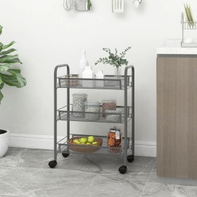 Carrito de cocina 3 niveles hierro gris 46x26x64 cm de vidaXL, Carros de cocina y comedor - Ref: Foro24-336324, Precio: 40,05...
