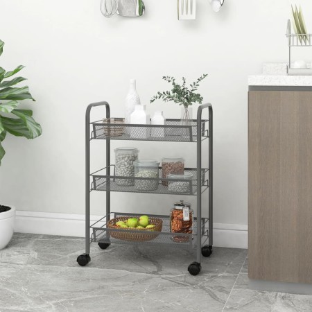 Carrito de cocina 3 niveles hierro gris 46x26x64 cm de vidaXL, Carros de cocina y comedor - Ref: Foro24-336324, Precio: 40,05...