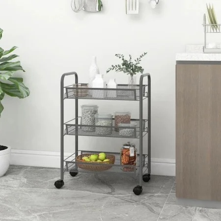 Küchenwagen 3 Ebenen Grauguss 46x26x64 cm von vidaXL, Küchen- und Speisewagen - Ref: Foro24-336324, Preis: 39,19 €, Rabatt: %