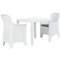 Gartentisch und Stühle 3-teilig weißer Kunststoff Rattan-Optik von vidaXL, Gartensets - Ref: Foro24-276107, Preis: 313,17 €, ...