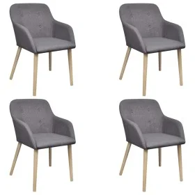Dining chairs 4 pcs light gray fabric and solid oak wood by vidaXL, dining chairs - Ref: Foro24-270572, Price: 446,09 €, Disc...