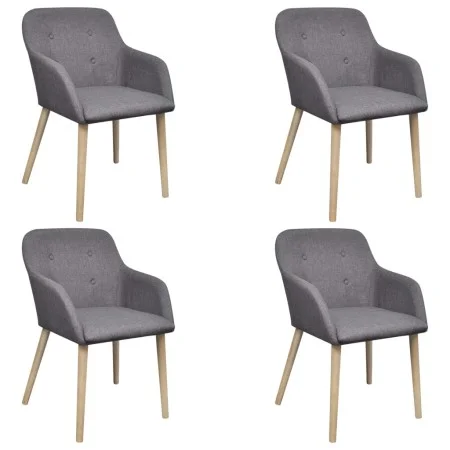 Esszimmerstühle 4 Stk. hellgrauer Stoff und massives Eichenholz von vidaXL, Essstühle - Ref: Foro24-270572, Preis: 446,09 €, ...