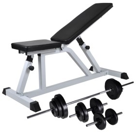 Weight bench with weights and dumbbells 30.5 kg by vidaXL, Weight lifting machines - Ref: Foro24-275350, Price: 215,85 €, Dis...