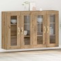 Armario de pared 2 pcs Roble artisan 69.5 x 34 x 90 cm