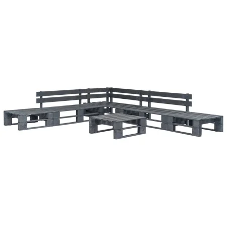 Set de muebles de palets para jardín 6 piezas madera gris de vidaXL, Conjuntos de jardín - Ref: Foro24-276318, Precio: 333,48...