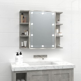 Mueble con espejo y luces LED gris hormigón 70x16,5x60 cm