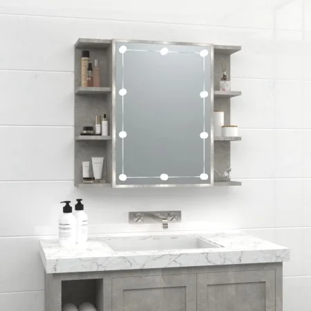 Concrete gray furniture with mirror and LED lights 70x16.5x60 cm by vidaXL, bathroom vanities - Ref: Foro24-808877, Price: 69...