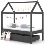 Kinderbettgestell und Schublade aus grauem Kiefernholz, 70 x 140 cm von vidaXL, Kinderbetten und Betten für Kinder - Ref: For...