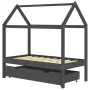 Children's bed frame and gray pine wood drawer 70x140cm by vidaXL, Cribs and beds for children - Ref: Foro24-322142, Price: 1...