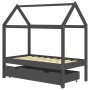 Kinderbettgestell und Schublade aus grauem Kiefernholz, 70 x 140 cm von vidaXL, Kinderbetten und Betten für Kinder - Ref: For...
