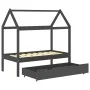 Children's bed frame and gray pine wood drawer 70x140cm by vidaXL, Cribs and beds for children - Ref: Foro24-322142, Price: 1...