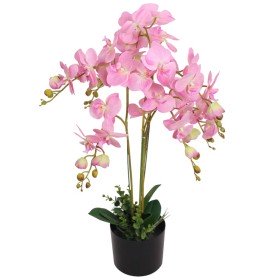 Planta de orquídea artificial con macetero rosa 75 cm