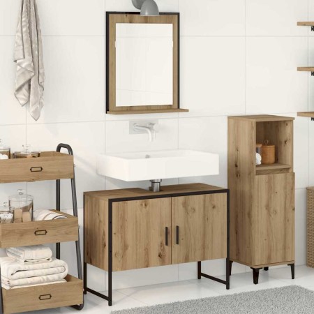 Juego de muebles de baño 2 pcs Marrón 80 x 33 x 60 cm