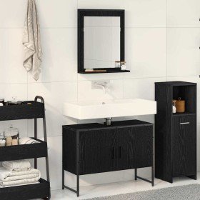 Juego de muebles de baño con puerta 2 pcs Negro 80 x 33 x 60 cm Juego de muebles de baño con puerta 2 pcs Negro 80 x 33 x 60 cm