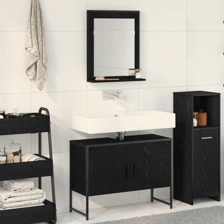Juego de muebles de baño con puerta 2 pcs Negro 80 x 33 x 60 cm