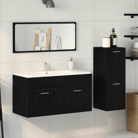 Conjunto de Muebles de Baño 3 pcs Roble Negro 90 x 38.5 x 46 cm Conjunto de Muebles de Baño 3 pcs Roble Negro 90 x 38.5 x 46 cm