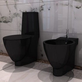 Black ceramic toilet and bidet by vidaXL, Baths and bidets - Ref: Foro24-270567, Price: 429,79 €, Discount: %