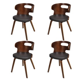 Dining chairs 4 pcs curved wood brown faux leather by vidaXL, dining chairs - Ref: Foro24-270041, Price: 440,34 €, Discount: %