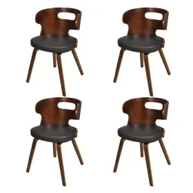 Esszimmerstühle, 4 Stück, gebogenes Holz, braunes Kunstleder von vidaXL, Essstühle - Ref: Foro24-270041, Preis: 432,88 €, Rab...