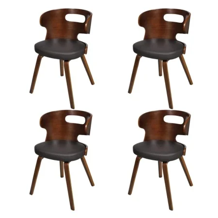 Esszimmerstühle, 4 Stück, gebogenes Holz, braunes Kunstleder von vidaXL, Essstühle - Ref: Foro24-270041, Preis: 432,88 €, Rab...