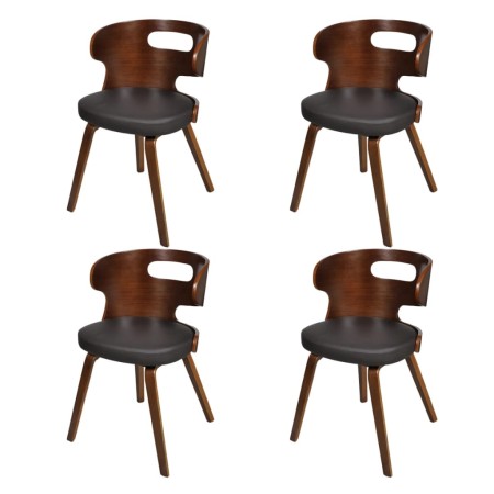 Esszimmerstühle, 4 Stück, gebogenes Holz, braunes Kunstleder von vidaXL, Essstühle - Ref: Foro24-270041, Preis: 440,34 €, Rab...