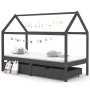 Kinderbettgestell und Schubladen Zirbenholz grau 90x200cm von vidaXL, Kinderbetten und Betten für Kinder - Ref: Foro24-322144...