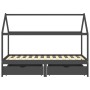 Children's bed frame with gray pine wood drawers 90x200cm by vidaXL, Cribs and beds for children - Ref: Foro24-322144, Price:...