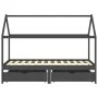 Kinderbettgestell und Schubladen Zirbenholz grau 90x200cm von vidaXL, Kinderbetten und Betten für Kinder - Ref: Foro24-322144...