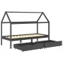 Kinderbettgestell und Schubladen Zirbenholz grau 90x200cm von vidaXL, Kinderbetten und Betten für Kinder - Ref: Foro24-322144...