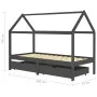 Kinderbettgestell und Schubladen Zirbenholz grau 90x200cm von vidaXL, Kinderbetten und Betten für Kinder - Ref: Foro24-322144...