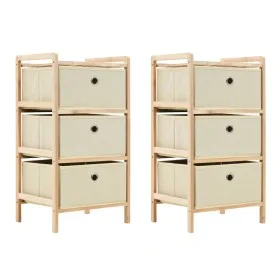 Shelves with 3 fabric baskets 2 units beige cedar wood by vidaXL, Lockers and storage cabinets - Ref: Foro24-276231, Price: 5...