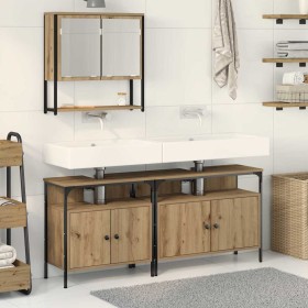 Juego de muebles de baño 3 pcs Marrón 80 x 30 x 60 cm