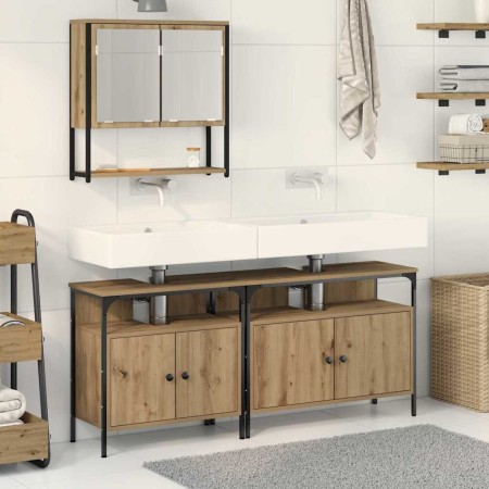 Juego de muebles de baño 3 pcs Marrón 80 x 30 x 60 cm