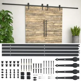 Guías con carril para puerta corredera 2 uds 183 cm acero negro by vidaXL, doorframes - Ref: Foro24-275606, Price: 87,13 €, D...