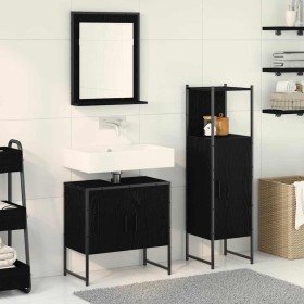 Juego de muebles de baño 3 pcs Negro Madera contrachapada en Muebles de baño | Comprar online en Foro24