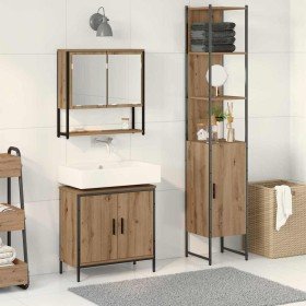 Juego de muebles de baño 3 pcs Marrón 33 x 33 x 185.5 cm Juego de muebles de baño 3 pcs Marrón 33 x 33 x 185.5 cm