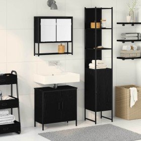 Juego de muebles de baño 3 pcs Negro 33 x 33 x 185.5 cm Juego de muebles de baño 3 pcs Negro 33 x 33 x 185.5 cm