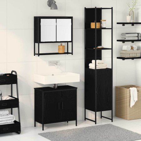 Juego de muebles de baño 3 pcs Negro 33 x 33 x 185.5 cm