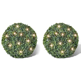 Artificial Leaf Pruning Ball 27cm With Solar LED String 2 Pieces by vidaXL, Christmas lights - Ref: Foro24-270057, Price: 43,...