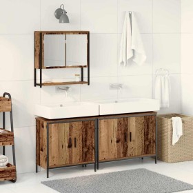 Juego de muebles de baño 3 pcs Marrón 80 x 30 x 44 cm