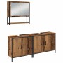 Juego de muebles de baño 3 pcs Marrón 80 x 30 x 44 cm