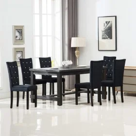 Dining chair 6 units black velvet by vidaXL, dining chairs - Ref: Foro24-275220, Price: 507,47 €, Discount: %
