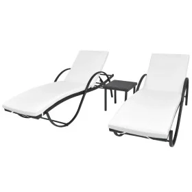 Sun loungers with table 2 units black synthetic rattan by vidaXL, Loungers - Ref: Foro24-274869, Price: 249,24 €, Discount: %