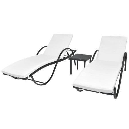 Sun loungers with table 2 units black synthetic rattan by vidaXL, Loungers - Ref: Foro24-274869, Price: 270,45 €, Discount: %