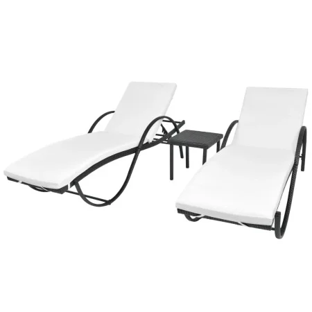 Sun loungers with table 2 units black synthetic rattan by vidaXL, Loungers - Ref: Foro24-274869, Price: 249,24 €, Discount: %