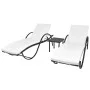 Sun loungers with table 2 units black synthetic rattan by vidaXL, Loungers - Ref: Foro24-274869, Price: 249,24 €, Discount: %