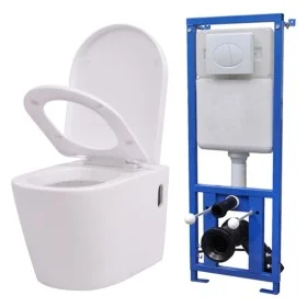 Wand-WC mit verstecktem Spülkasten aus weißer Keramik von vidaXL, Badezimmer - Ref: Foro24-274669, Preis: 303,41 €, Rabatt: %