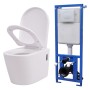 Wall-mounted toilet with white ceramic hidden cistern by vidaXL, Bathrooms - Ref: Foro24-274669, Price: 293,23 €, Discount: %