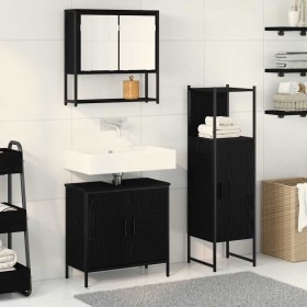 Juego de muebles de baño 3 pcs Negro 33 x 33 x 102.5 cm